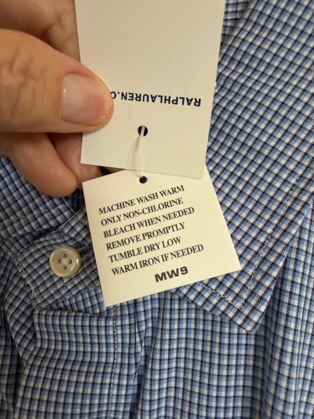 NWT Polo by Ralph Lauren men's Blue Micro-Check 17 1/2 Dress Shirt - Picture 4 of 10